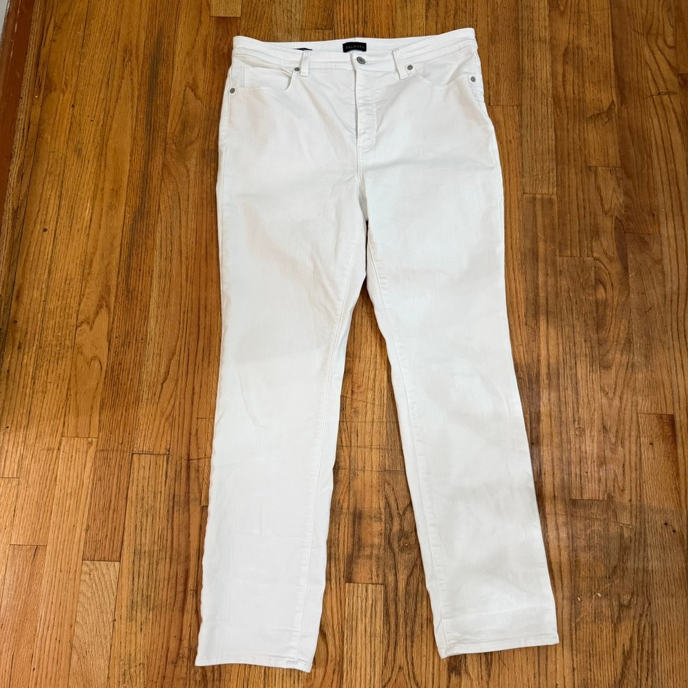 Talbots Womens 12 White Straight Leg Denim Jeans Cottagecore Beach Summer